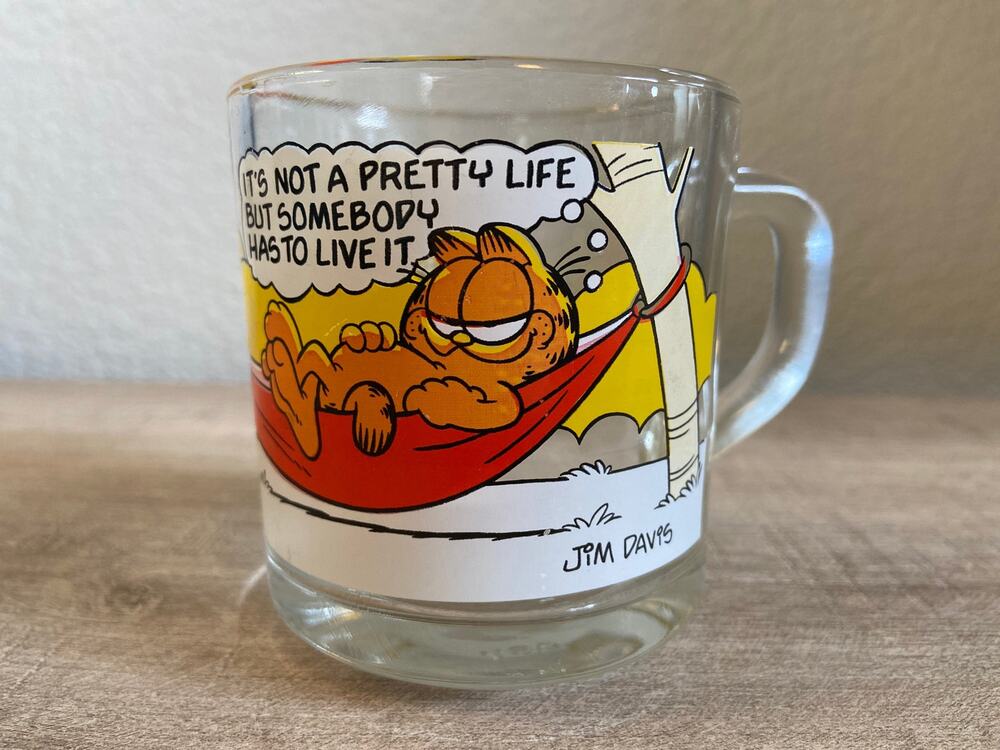 Vintage Anchor Hocking Garfield Glass Coffee Tea Mug John Davis